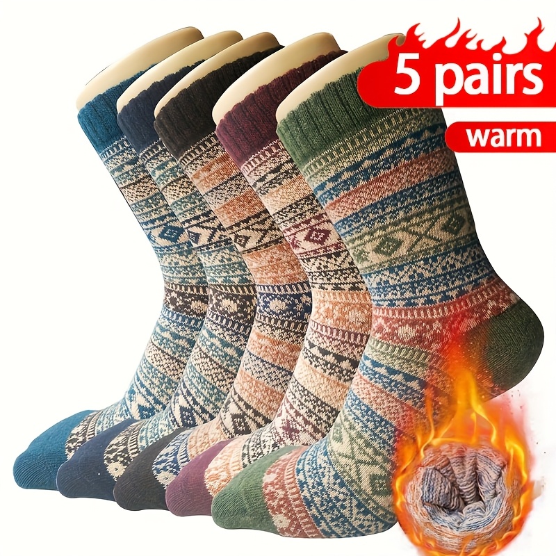 Compression Sock Medical - 5 Pairs of Winter Retro Thick