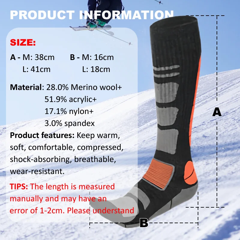 1 Pair Merino Wool Ski Socks M - đánh giá và giá Thermal Sock Winter